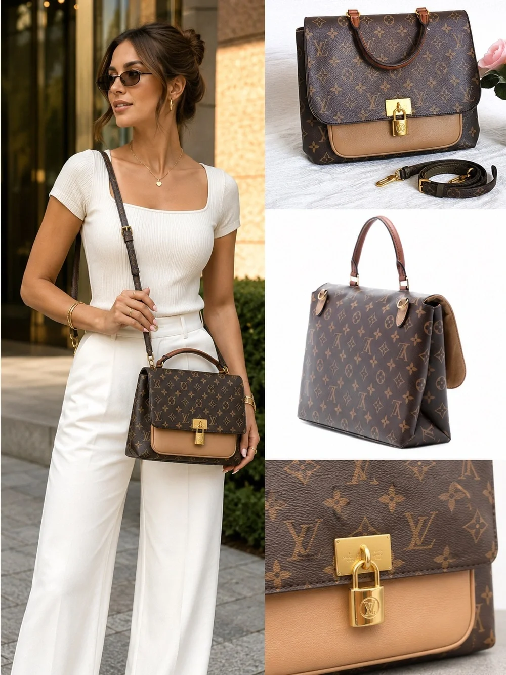 COA Louis Vuitton Monogram Marignan Top Handle Satchel FREE Shipping